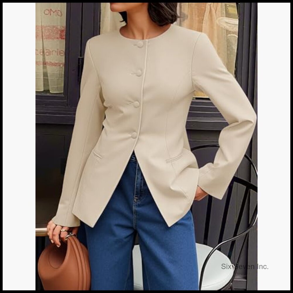 Polyester Blend Blazer with Drawstring Waist for … - image 2